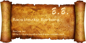 Bacsinszky Barbara névjegykártya